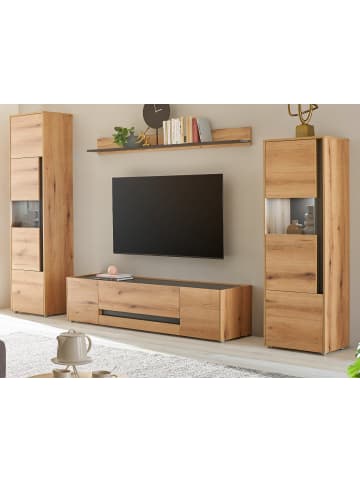 Furn.Design Wohnwand Evoke Eiche, grau, Wohnkombination Set 4-teilig, 310 cm