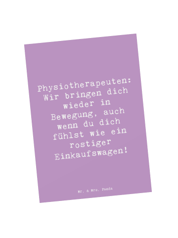 Mr. & Mrs. Panda Grußkarte Spruch Physiotherapeut Bewegung mit S... in Lavendeltraum