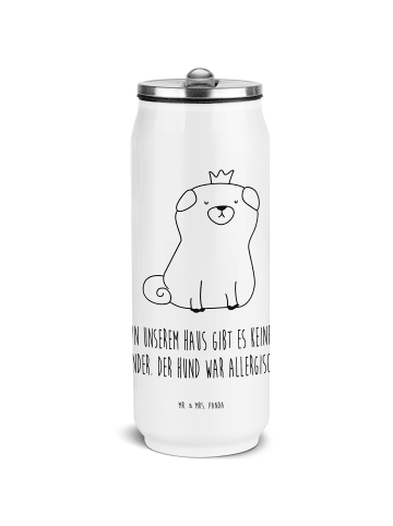 Mr. & Mrs. Panda Sport Trinkflasche Mops Krone mit Spruch in Weiß