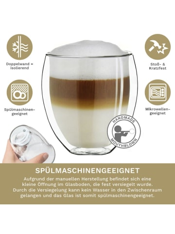 Creano 2er Set Thermoglas dg-b "Kaffeeglas/Teeglas" - 250ml Glas