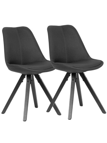 KADIMA DESIGN 2er Set Esszimmerstuhl Anthrazit mit schwarzen Beinen Stuhl in Dunkelgrau