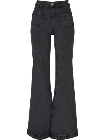 Urban Classics Urban Classics Damen Ladies Vintage Flared Denim Pants in black washed