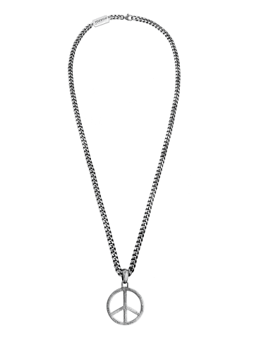 KUZZOI Halskette 925 Sterling Silber Peace-Zeichen in Silber