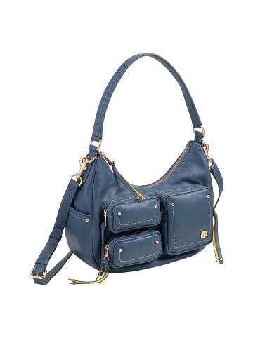 DuDu Pocket Schultertasche Leder 30 cm in denim blue