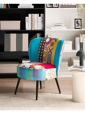 Beliani Sessel VOSS in Blau/Bunt - (W) 60 x (H) 76 x (L) 52 cm