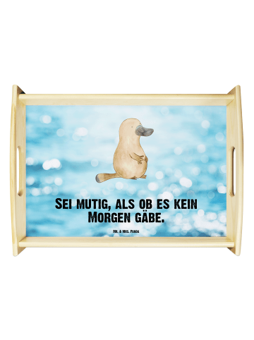 Mr. & Mrs. Panda Serviertablett Schnabeltier Mut mit Spruch in Oceanblue