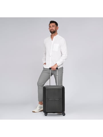 Pactastic Collection 01 4 Rollen Kabinentrolley S 55 cm mit Dehnfalte in black-metallic