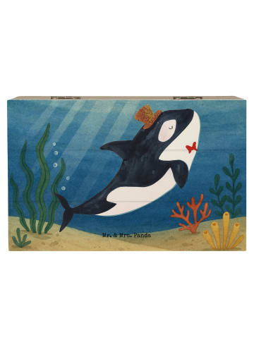 Mr. & Mrs. Panda Holzkiste Orca Zylinder Design ohne Spruch in Weiß