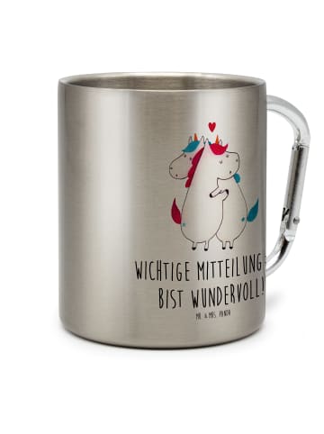 Mr. & Mrs. Panda Isolierbecher Einhorn Mitteilung mit Spruch in Silber