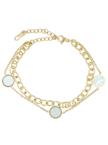 Adeliás Damen Armband aus Edelstahl mit Perlmutt 17 cm in gold