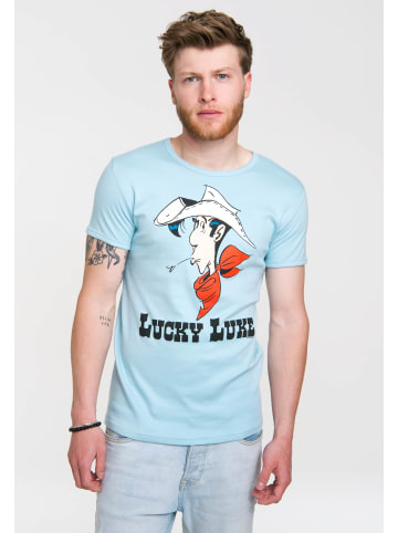 Logoshirt T-Shirt Lucky Luke Portrait in hellblau