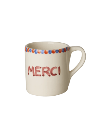 Rice Keramik Becher MERCI in weiss