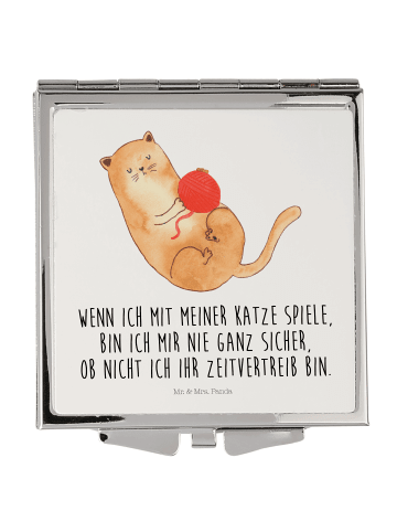 Mr. & Mrs. Panda Handspiegel Katze Wolle mit Spruch in Weiß