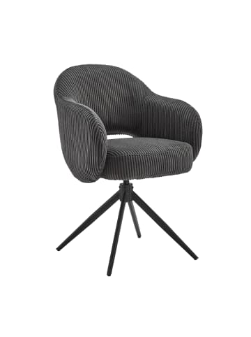 SalesFever Armlehnstuhl 360° drehbar Cord-Optik mit Metallgestell in Dunkelblau