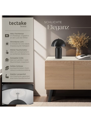 tectake Akku-Tischlampe Kade 25 x 34 cm, schwarz