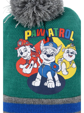 Paw Patrol Wintermütze mit Bommel Chase, Rubble und Marshall in Grün