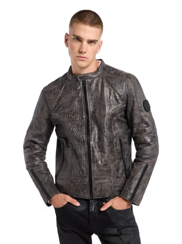 Carlo Colucci Lederjacke Faggiano in Anthrazit