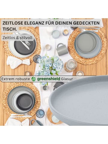 Sänger 4-tlg. Speiseteller Set Leeds in Grau aus Steingut