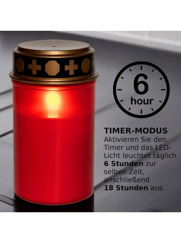 Novaliv Novaliv Grablicht LED mit Batterie und Timer 6/18 LED Grablicht rot Da in Rot