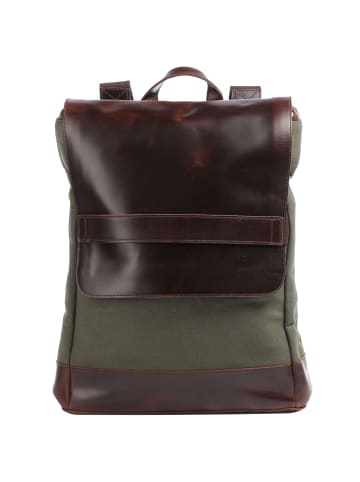 Buckle & Seam Annelotte Rucksack Leder 40 cm Laptopfach in green-brown