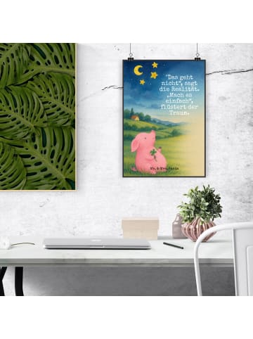 Mr. & Mrs. Panda Poster Schwein Glück Design mit Spruch in Weiß