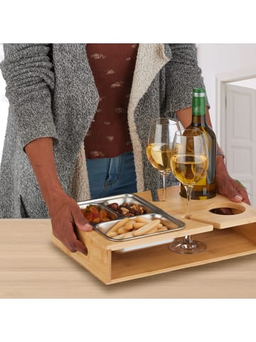 relaxdays Couchbar in Natur/ Silber - (B)36,5 x (H)8 x (T)25 cm