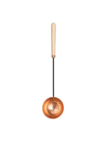 4Living Sauna-Schöpfkelle aus Kupfer mit Mangoholzgriff in Orange, 5 x 11 x 49 cm
