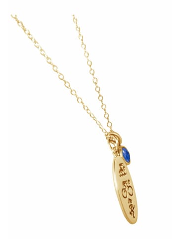 Gemshine Halskette mit Anhänger Swim Bike Run - Saphir in gold coloured