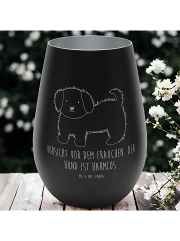 Mr. & Mrs. Panda Gold Windlicht Hund Flauschig mit Spruch in Schwarz