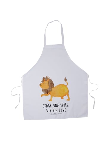 Mr. & Mrs. Panda Servierschürze Sternzeichen Löwe mit Spruch in Weiß