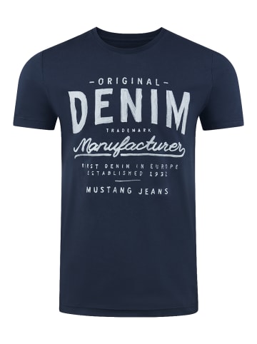 Mustang T-Shirt Basic Print in Blau