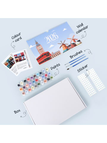 ARTNANAS Malen nach Zahlen 2026 Tischkalender -"Meisterwerke der Welt"