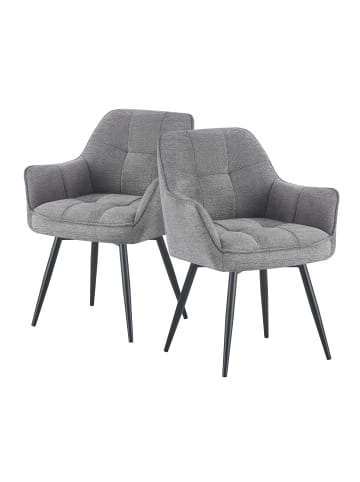 DUBI Möbel 2er-Set: Drehstuhl THOMAS-LUNA in Grau - (B)61 x (H)82 x  (T)62 cm