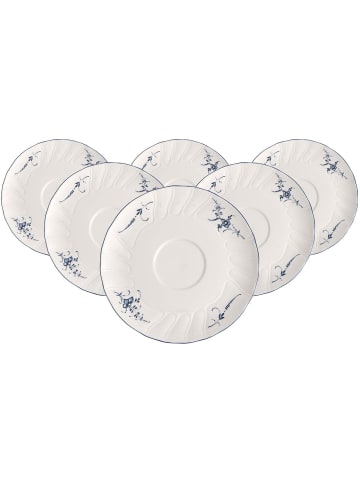 Villeroy & Boch 6er Set Suppen-Untertassen Vieux Luxembourg in Weiß-Blau ø 18,6 cm in weiß-blau