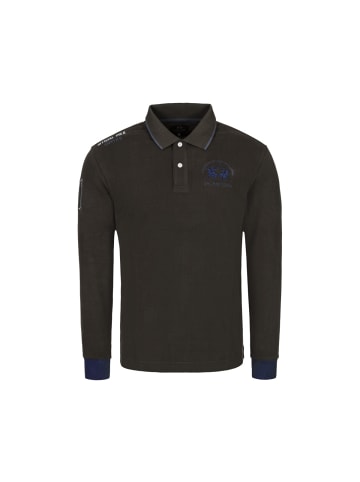 La Martina Langarm-Poloshirt MBP300 in dunkelbraun