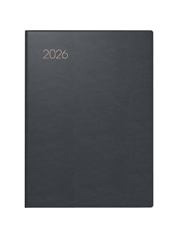 BRUNNEN Taschenkalender 10x14cm 1 Woche/2 Seiten Leder schwarz 2026