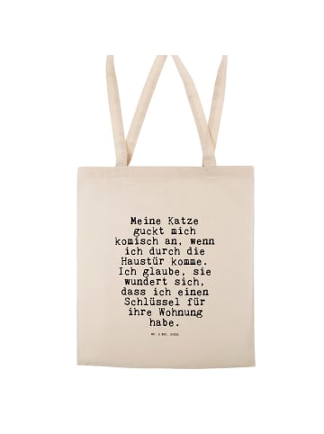 Mr. & Mrs. Panda Tasche Meine Katze guckt mich... mit Spruch in Creme
