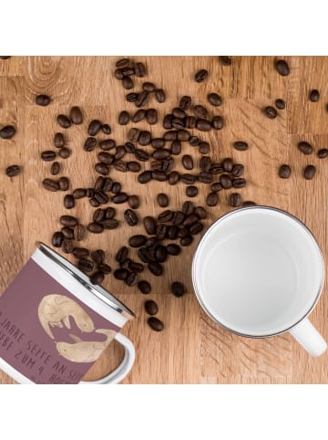 Mr. & Mrs. Panda Camping Emaille Tasse 4. Hochzeitstag Seidenhoc... in Kaffa Coffee