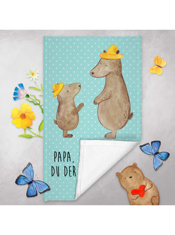 Mr. & Mrs. Panda Handtuch Bären mit Hut mit Spruch in Türkis Pastell