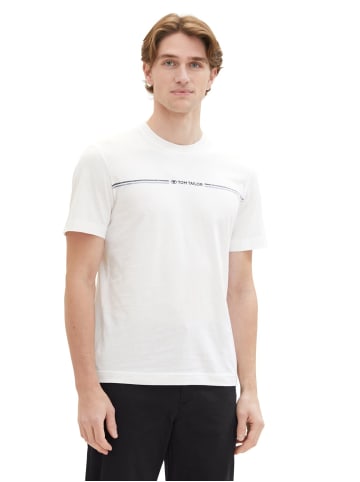 Tom Tailor T-Shirt PRINTED CREWNECK in Weiß