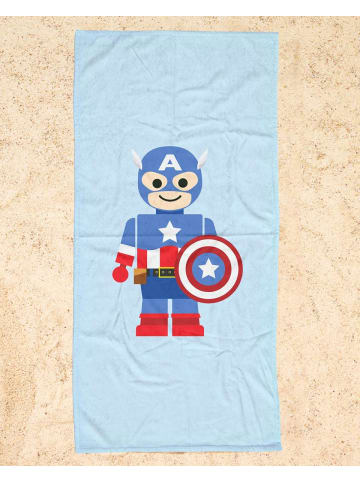 Juniqe Strandtuch "Captain America Toy" in Blau & Rot