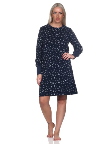 NORMANN Frottee langarm Nachthemd - 82118 in marine