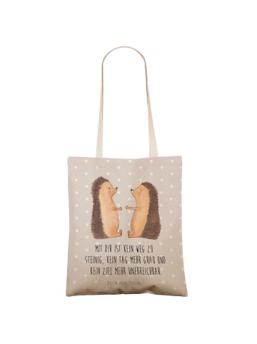 Mr. & Mrs. Panda Einkaufstasche Igel Liebe mit Spruch in Grau Pastell