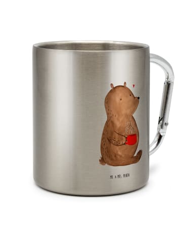 Mr. & Mrs. Panda Kaffeebecher Edelstahl Bär Kaffee ohne Spruch in Silber