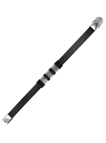 Adeliás Herren Armband aus Leder 21 cm in schwarz
