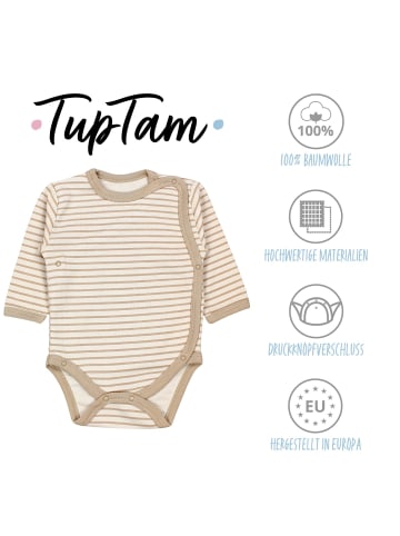 TupTam Baby Langarm Wickelbody im 5er Set in beige/blau