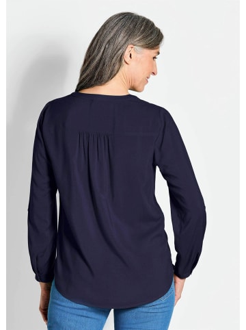 GOLDNER Kurzgröße:  Tunika Elegante Viskosebluse mit V-Ausschnitt in marine