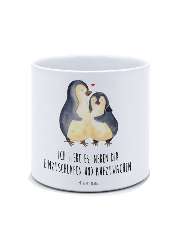 Mr. & Mrs. Panda XL Blumentopf Pinguine Einschlafen mit Spruch in Weiß