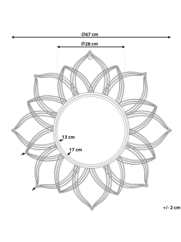 Beliani Dekospiegel MILLY in Gold - (W) 67 x (H) 67 x (L) 4 cm