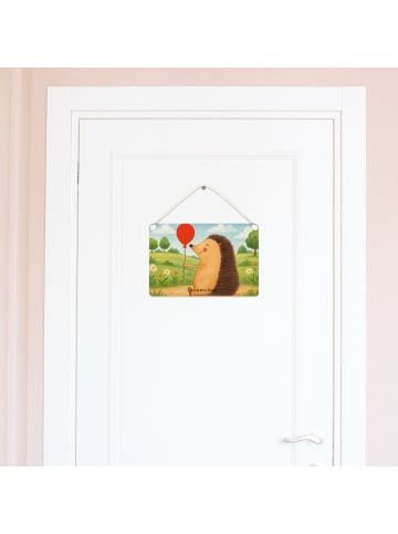 Mr. & Mrs. Panda Holztafel Igel Luftballon Design ohne Spruch in Weiß